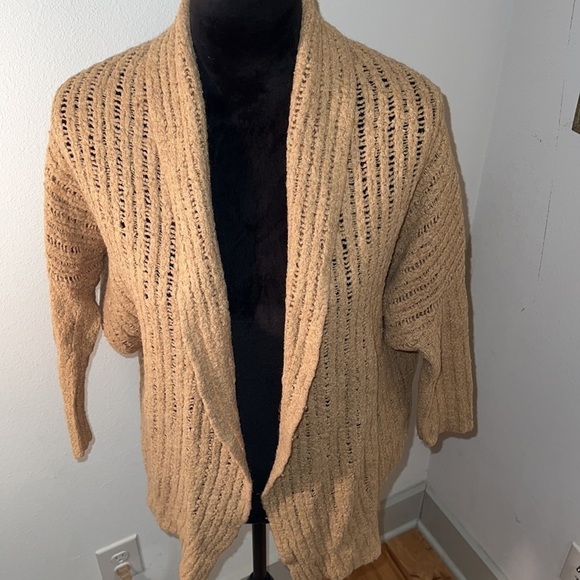Lucky Brand acrylic/wool blend knit open tan sweater cardigan Sz XS - Picture 2 of 7